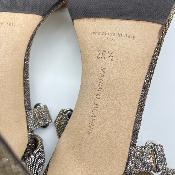 Manolo Blahnik Strappy Glitter Heels - Picture 3 of 5